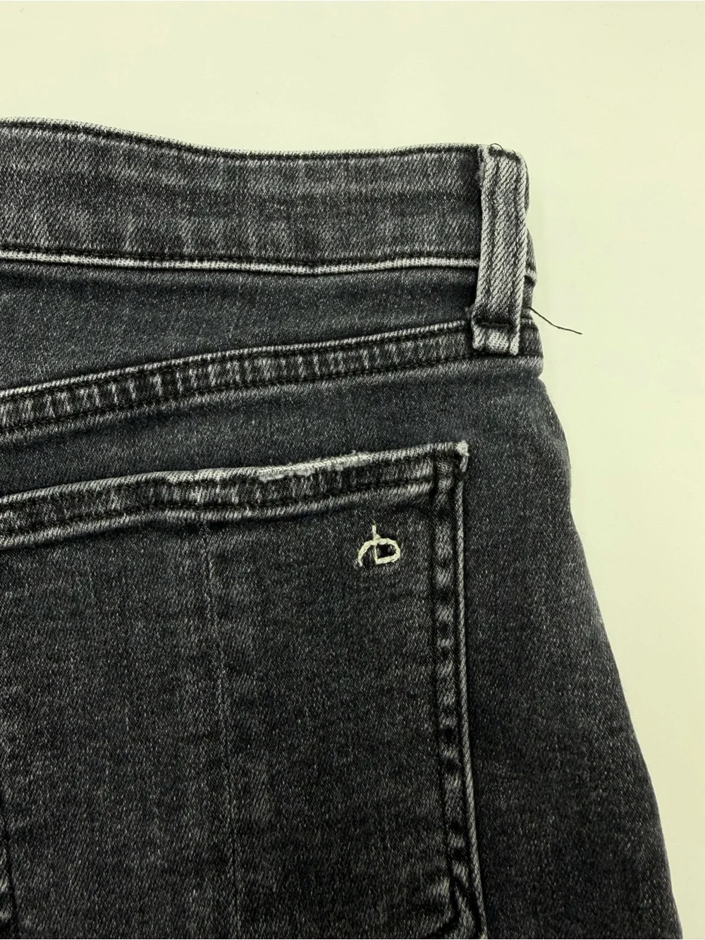 Rag and Bone Nina High Waist Denim Shorts Cuffed Hem Washed Black 27